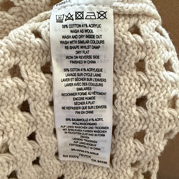 French Connection Cream V-Neck Sweater with Ribbed Trim - Picture 5 of 5